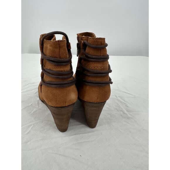 Diba Womens Suede Wedge Booties Size 9M Brown Ankle Round Toe - Picture 5 of 14